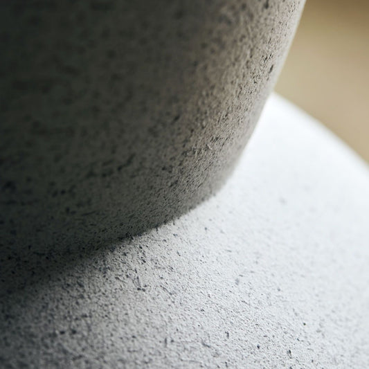 ceramic grey base lamp with beige linen shade