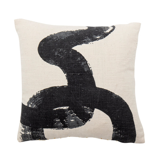 cream & black square cushion from bloomingville
