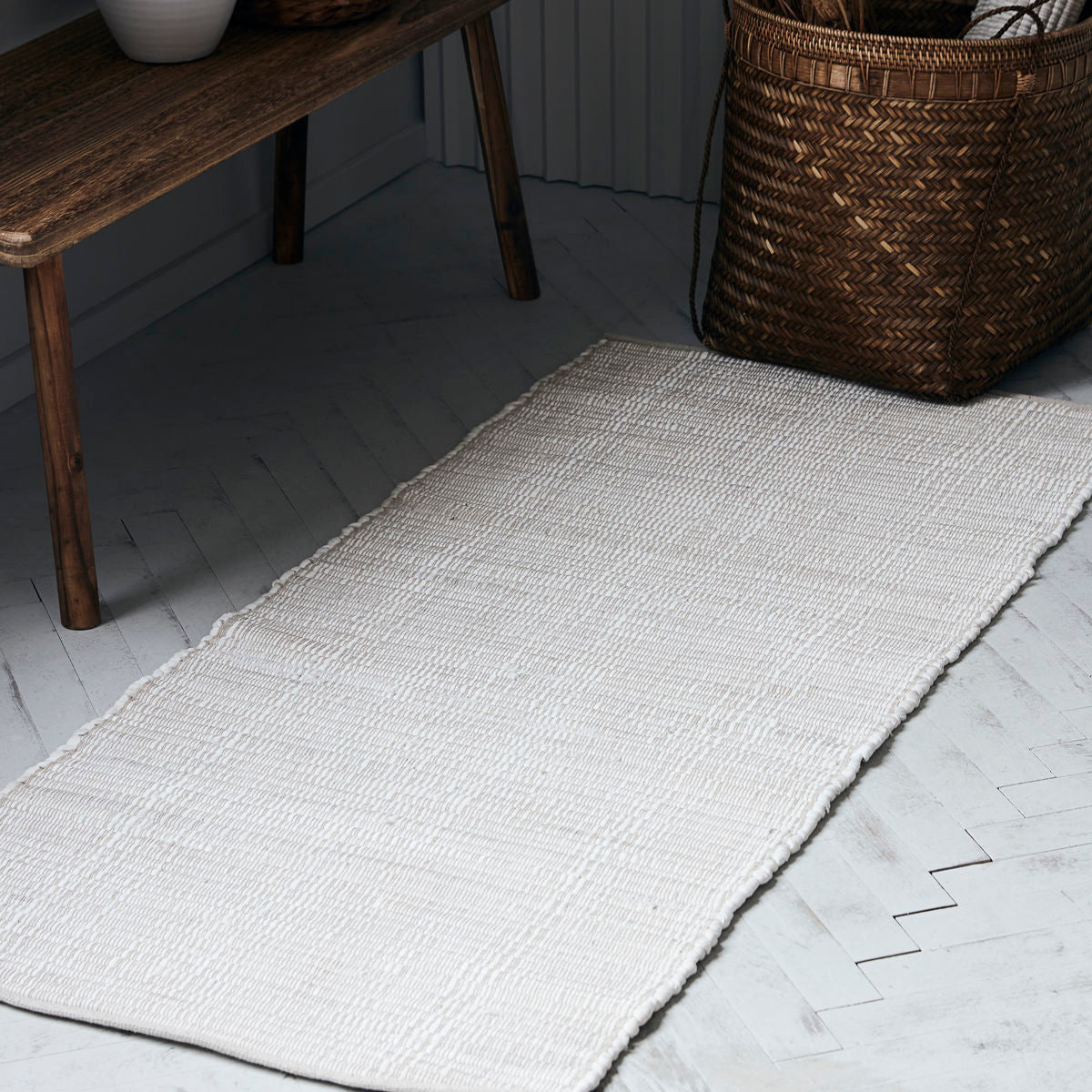Chindi rug | Cream rectangular Rug 