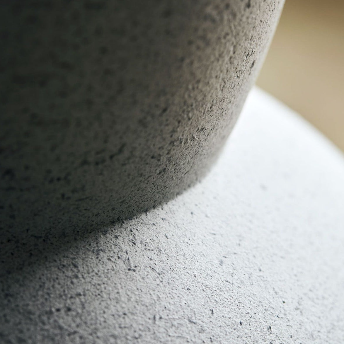 ceramic grey base lamp with beige linen shade 